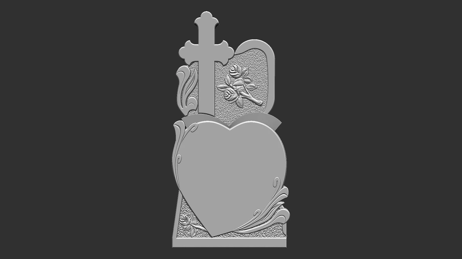 Memorial Tombstone with Cross 3D Print Model .c4d .max .obj .3ds .fbx .stl .blend