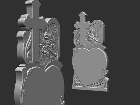 Memorial Tombstone with Cross 3D Baskı Modeli