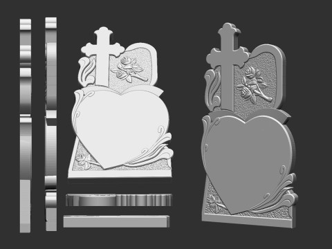 Memorial Tombstone with Cross 3D Baskı Modeli