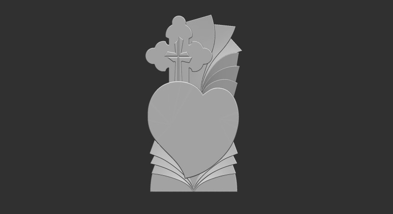 Memorial Tombstone with Cross 3D 프린트 모델 .c4d .max .obj .3ds .fbx .stl .blend 