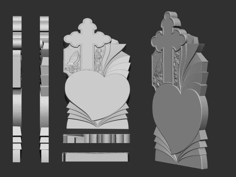 Memorial Tombstone with Cross 3D Print Model