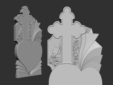 Memorial Tombstone with Cross 3D Baskı Modeli