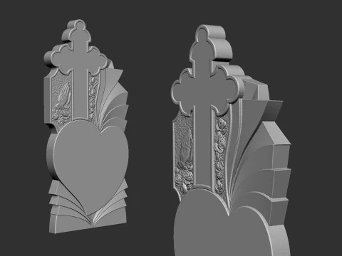 Memorial Tombstone with Cross 3D Print Model
