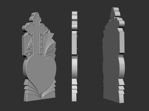 Memorial Tombstone with Cross 3D Print Model