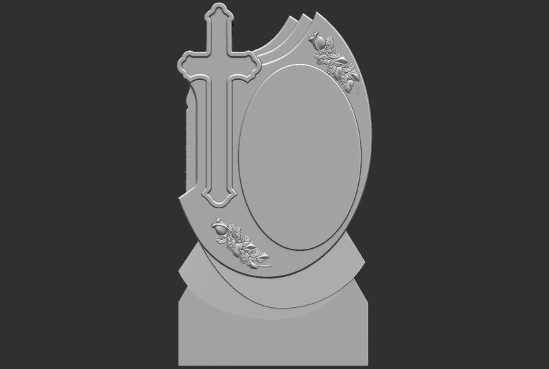 Memorial Tombstone with Cross 3D 프린트 모델 .c4d .max .obj .3ds .fbx .stl .blend 
