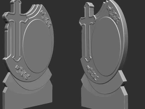 Memorial Tombstone with Cross 3D Print Model