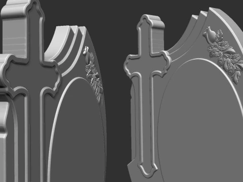 Memorial Tombstone with Cross 3D Print Model