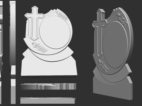 Memorial Tombstone with Cross 3D 프린트 모델
