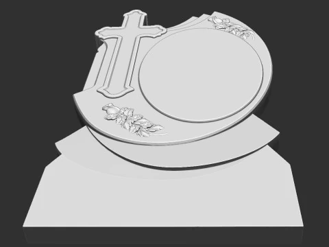 Memorial Tombstone with Cross 3D Print Model