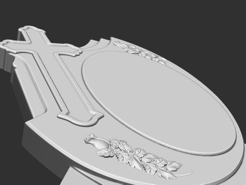 Memorial Tombstone with Cross 3D 프린트 모델