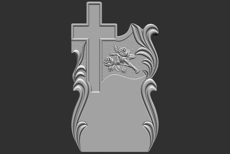 Memorial Tombstone with Cross 3D Baskı Modeli .c4d .max .obj .3ds .fbx .stl .blend