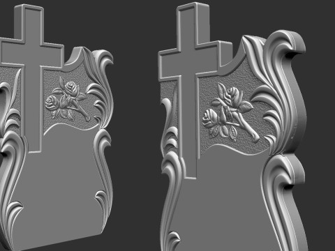 Memorial Tombstone with Cross 3D Baskı Modeli