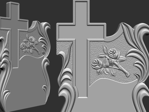 Memorial Tombstone with Cross 3D Baskı Modeli