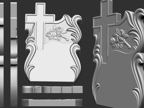 Memorial Tombstone with Cross 3D Baskı Modeli