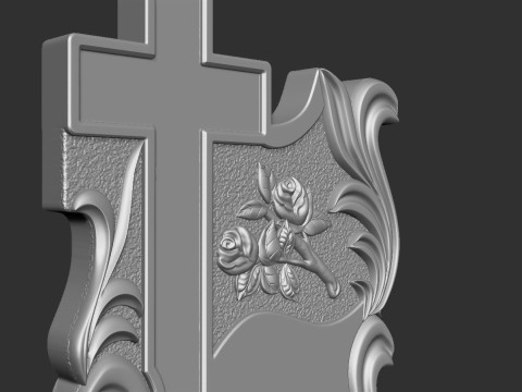 Memorial Tombstone with Cross 3D Baskı Modeli