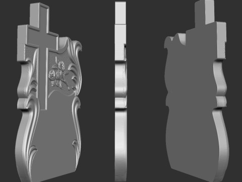 Memorial Tombstone with Cross 3D Baskı Modeli