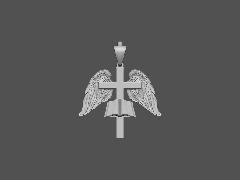 Cross with Wings Pendant Modelo de Impressão 3D .c4d .max .obj .3ds .fbx .stl .blend