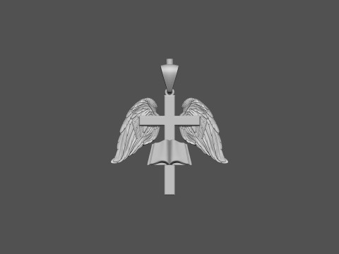 Cross with Wings Pendant 3D Baskı Modeli