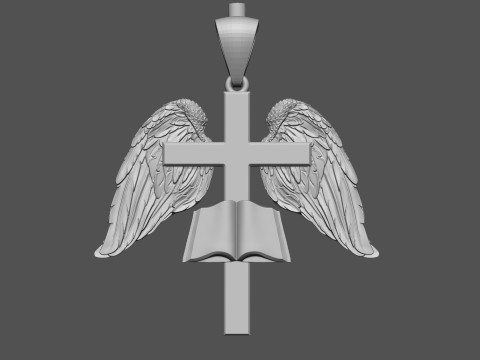 Cross with Wings Pendant 3D 打印模型