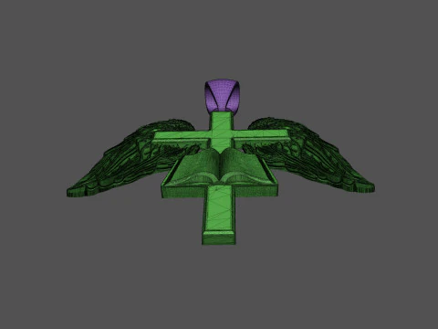 Cross with Wings Pendant 3D Print Model