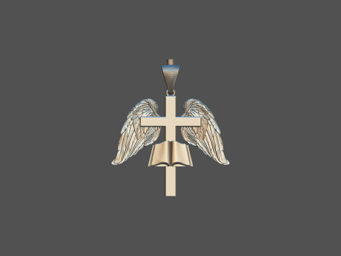 Cross with Wings Pendant 3D 打印模型