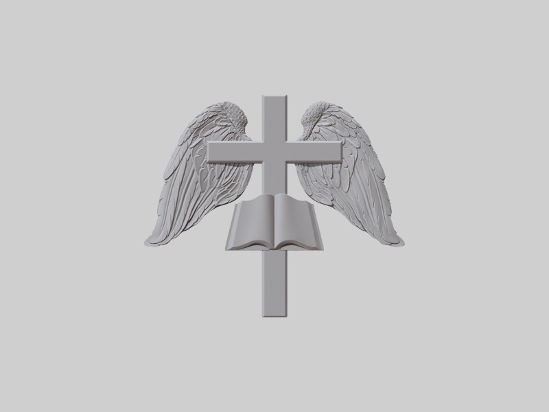 Cross with Wings 3D Baskı Modeli .c4d .max .obj .3ds .fbx .stl .blend