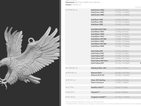 Eagle Pendant 3D Print Model