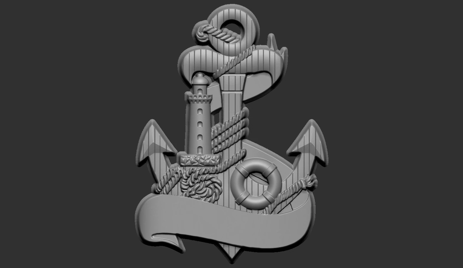 Anchor and Lighthouse Souvenir 3D Print Model .c4d .max .obj .3ds .fbx .stl .blend 