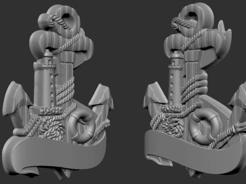 Anchor and Lighthouse Souvenir 3D Print Model
