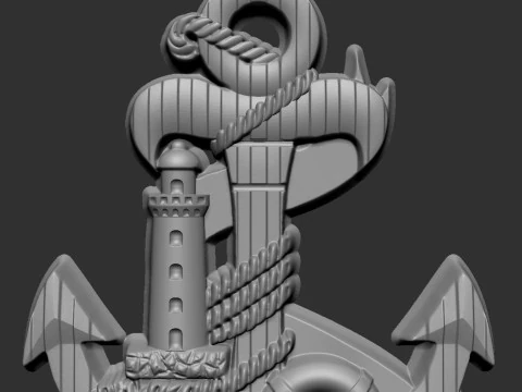 Anchor and Lighthouse Souvenir 3D Print Model