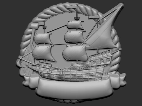 Sailing Boat Badge 3D Print Model