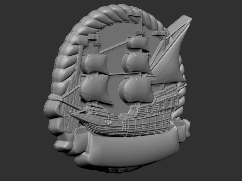 Sailing Boat Badge 3D Print Model