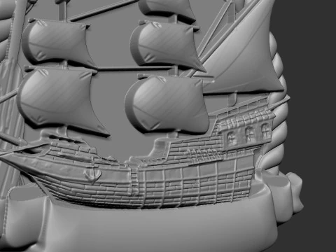 Sailing Boat Badge 3D Print Model