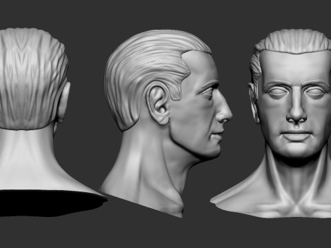 Male Head Model Cetak 3D