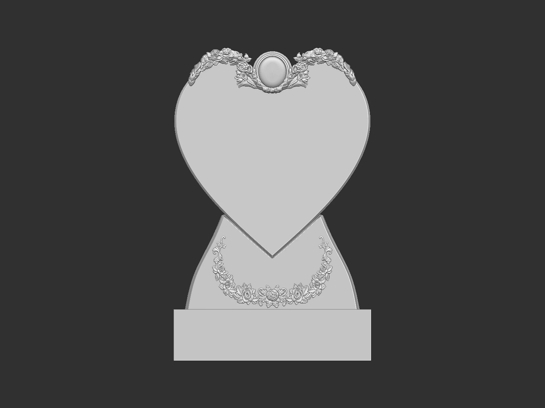 Heart Shaped Memorial Tombstone 3D Print Model .c4d .max .obj .3ds .fbx .stl .blend 