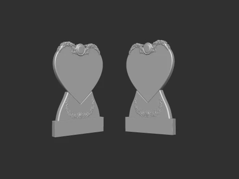 Heart Shaped Memorial Tombstone 3D Print Model