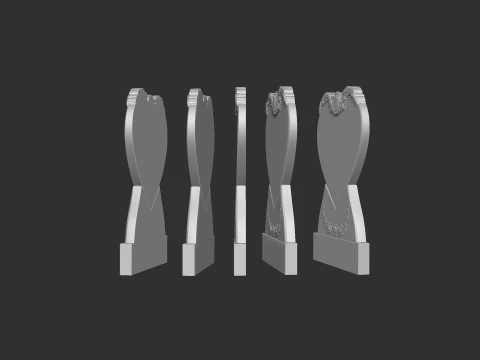 Heart Shaped Memorial Tombstone 3D Print Model