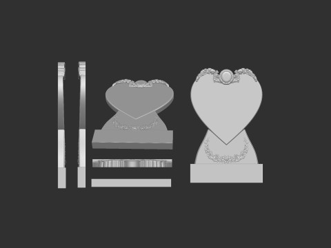 Heart Shaped Memorial Tombstone 3D Baskı Modeli