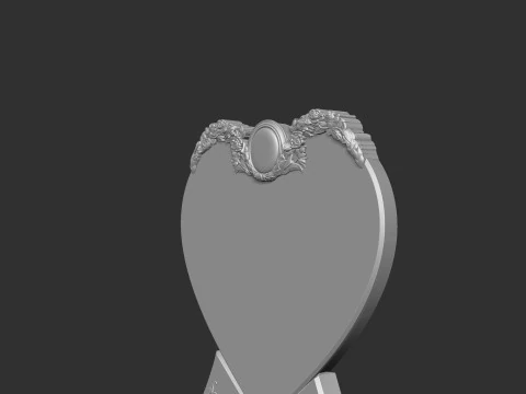 Heart Shaped Memorial Tombstone 3D Print Model