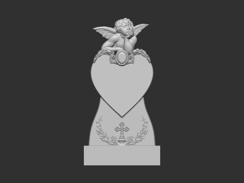 Memorial Tombstone with Angel 3D Baskı Modeli
