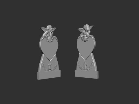 Memorial Tombstone with Angel 3D Baskı Modeli