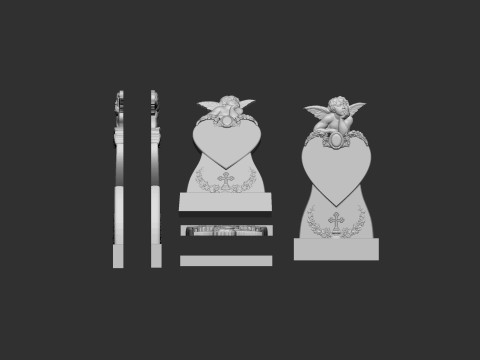 Memorial Tombstone with Angel 3D Baskı Modeli