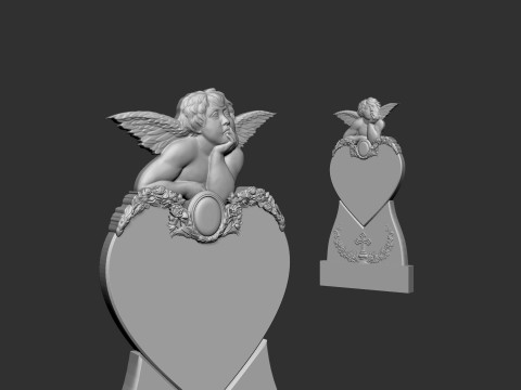 Memorial Tombstone with Angel 3D Baskı Modeli