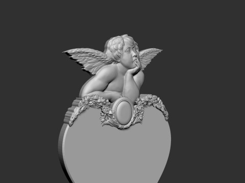 Memorial Tombstone with Angel 3D Baskı Modeli