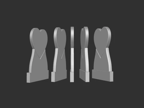 Heart Shaped Memorial Tombstone 3D Print Model