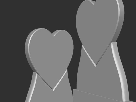 Heart Shaped Memorial Tombstone 3D Print Model