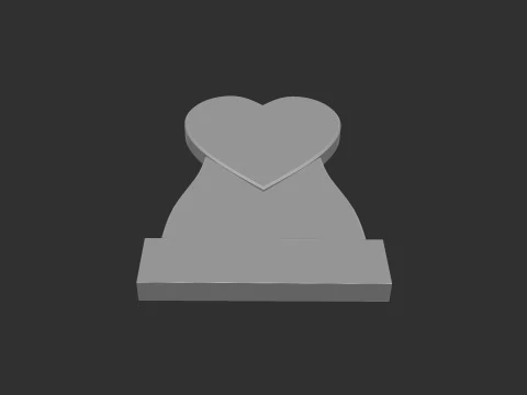 Heart Shaped Memorial Tombstone 3D Print Model
