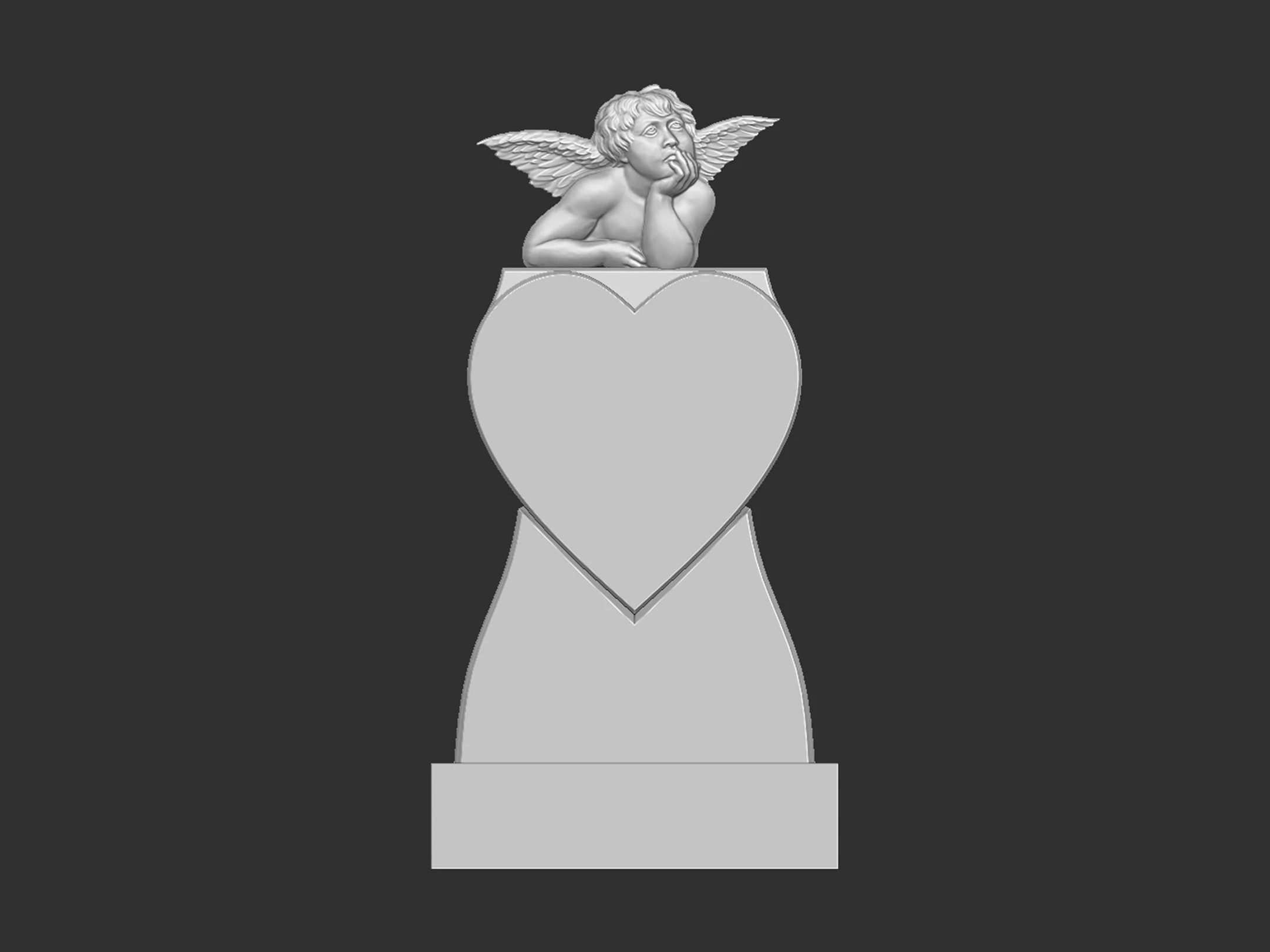 Memorial Tombstone with Angel 3D Print Model .c4d .max .obj .3ds .fbx .stl .blend