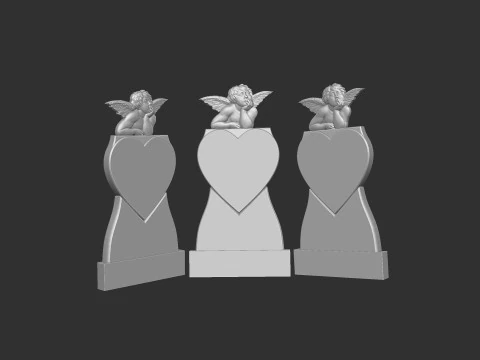 Memorial Tombstone with Angel 3D Print Model