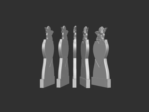 Memorial Tombstone with Angel 3D Print Model